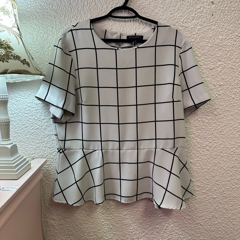 Banana Republic Cream Peplum Blouse with Boxy Style